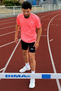 Ensemble short et t-shirt sport rose corail Amvora femme, vue face
